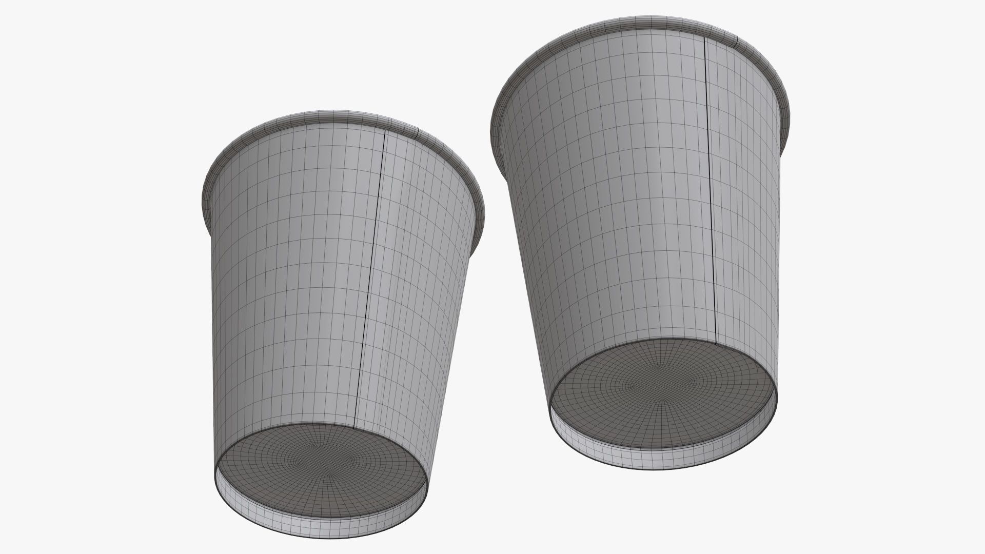 Recycled medium paper coffee cups plastic lid and holder 3D model_16