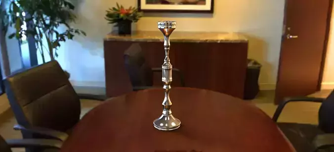 Candlestick office table with silver vase on top Free 3D model