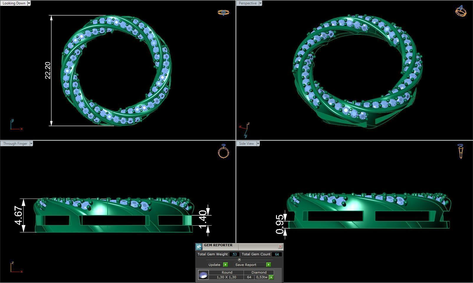 Jewelry Spiralle Pendant with stones 3D print model_1