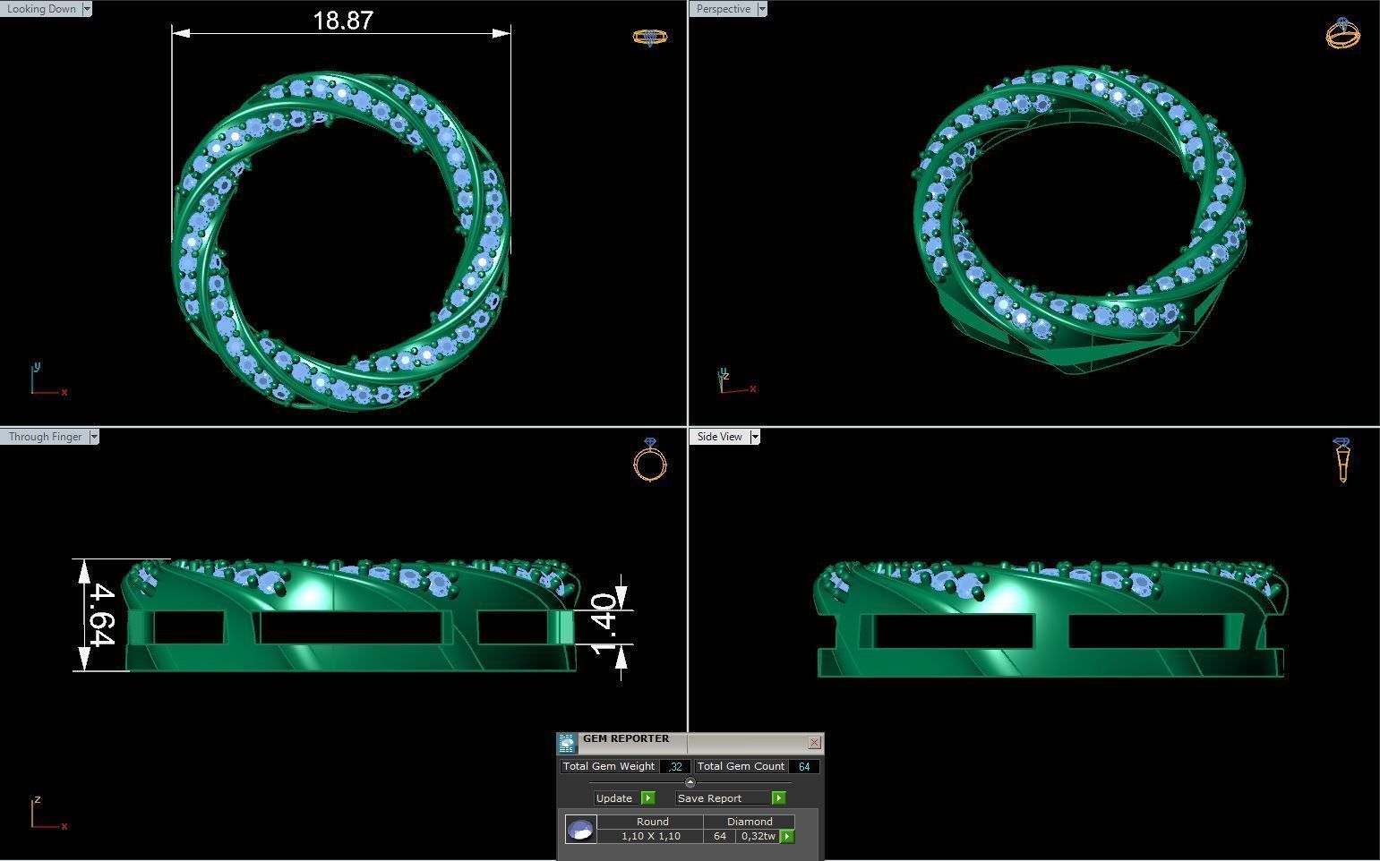 Jewelry Spiralle Pendant with stones 3D print model_2