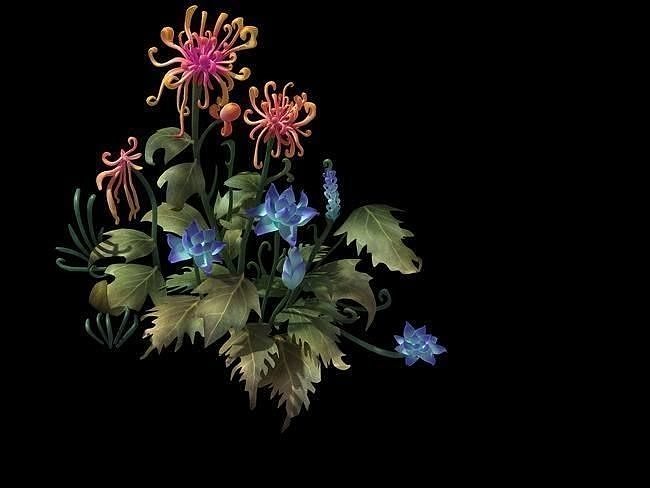 Game Model - Hanging Garden - Xian Yun flowers and 3D model