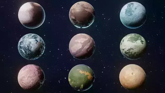 Alien Sci-Fi Planets 3D Models Pack Low-poly 3D model