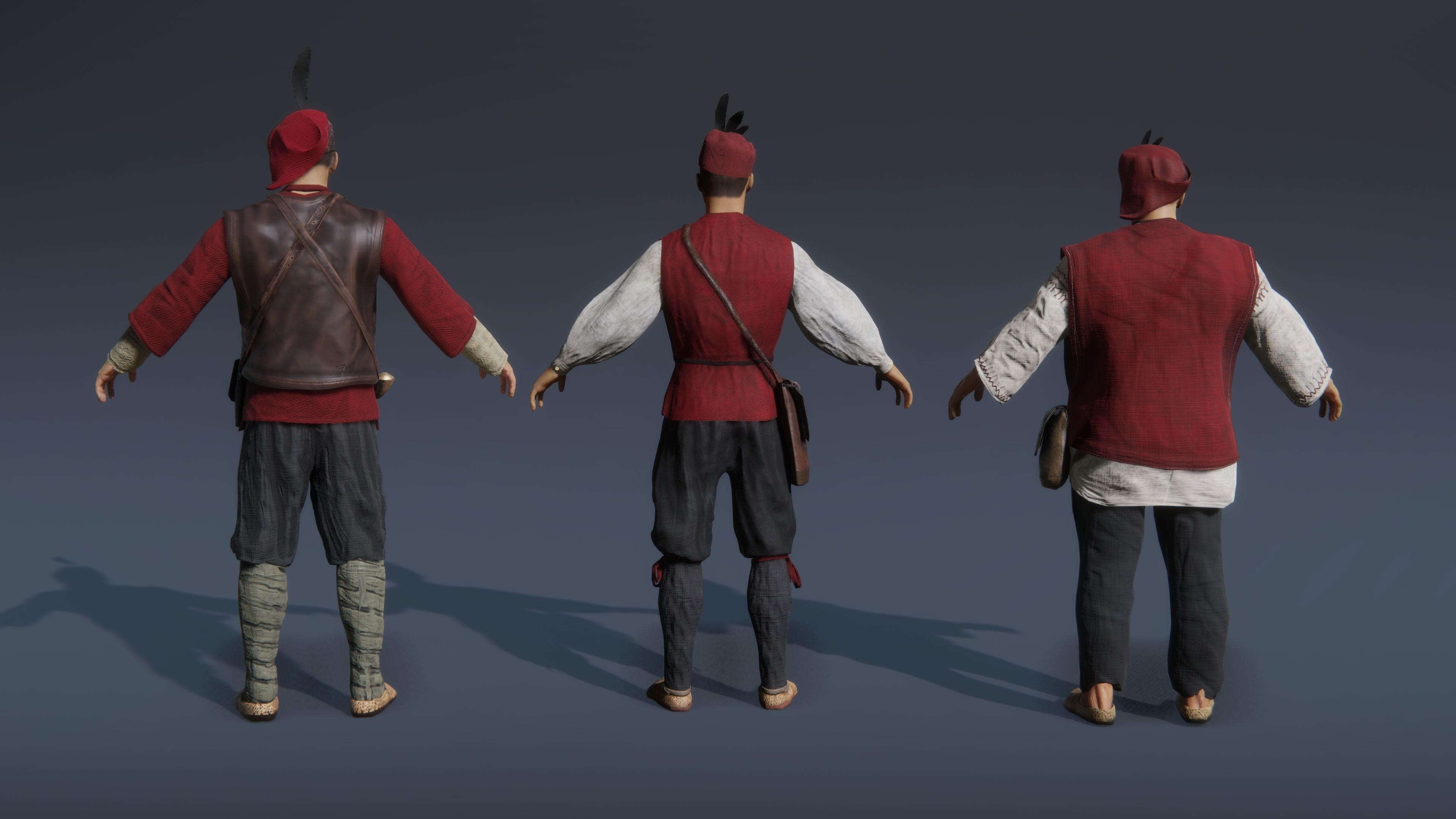 Medieval European Pirate Warriors Low-poly 3D model_4
