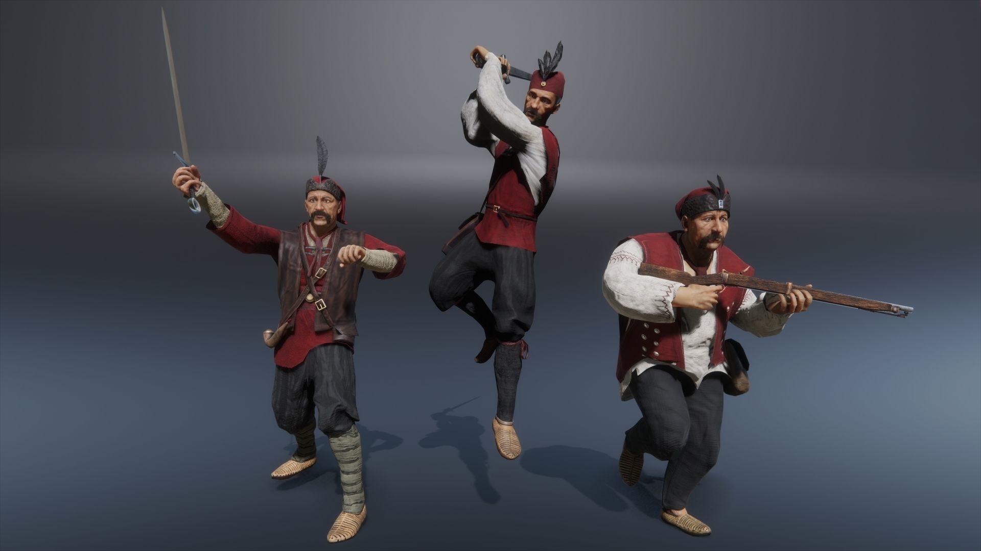 Medieval European Pirate Warriors Low-poly 3D model_11