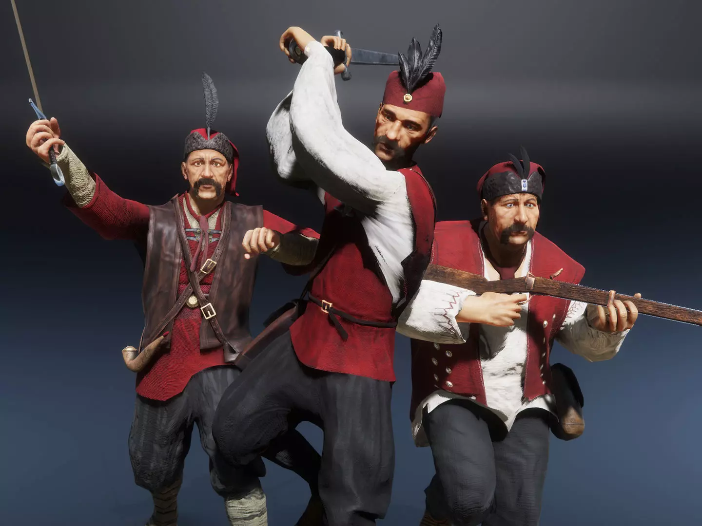 Medieval European Pirate Warriors Low-poly 3D model_0