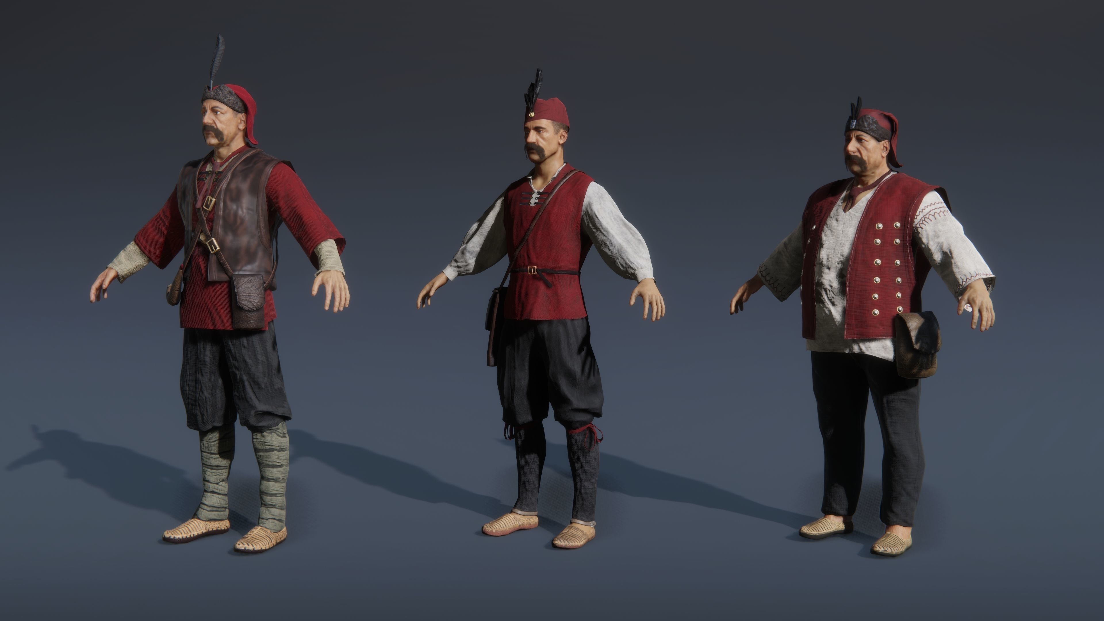 Medieval European Pirate Warriors Low-poly 3D model_3