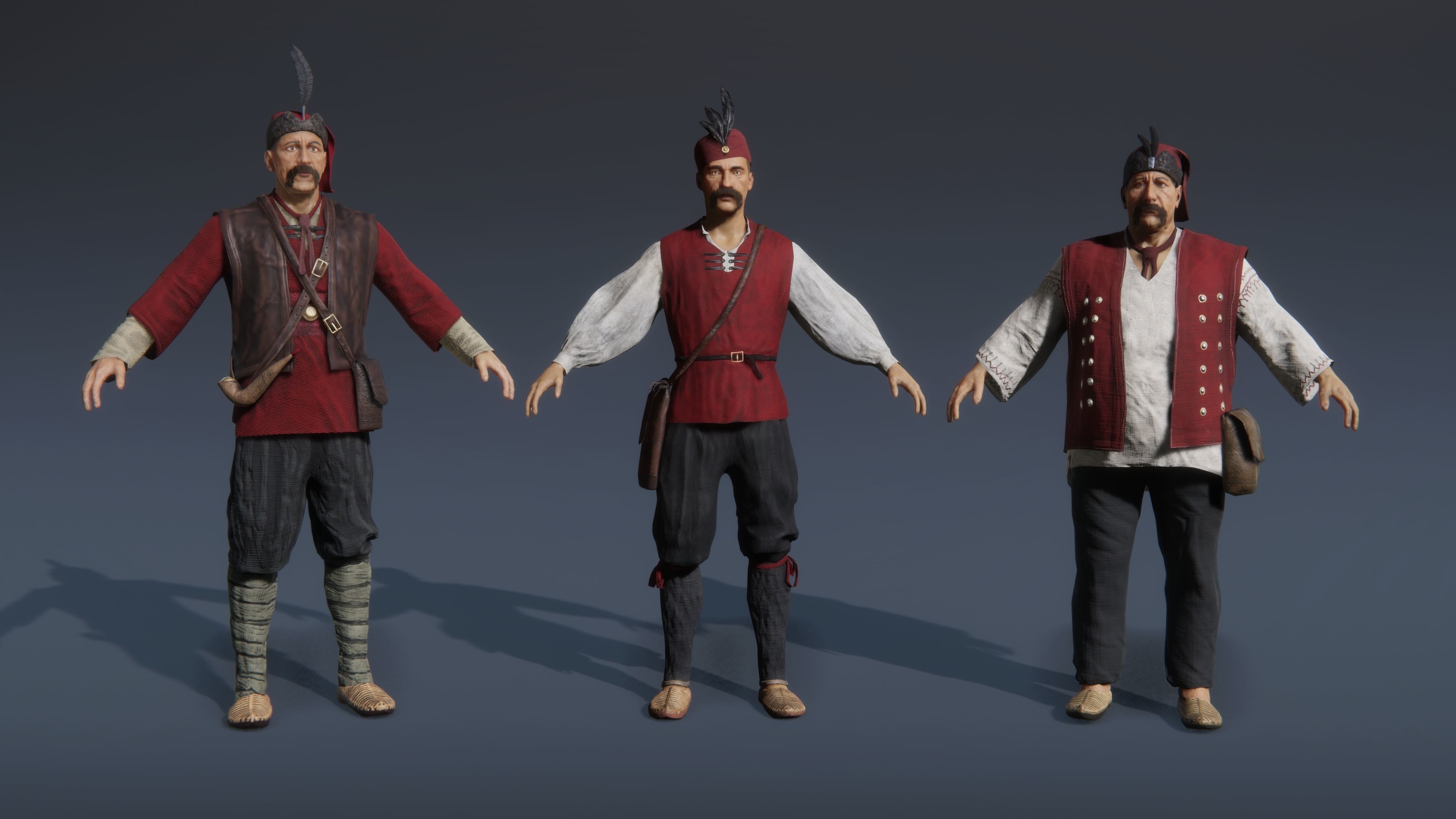 Medieval European Pirate Warriors Low-poly 3D model_2