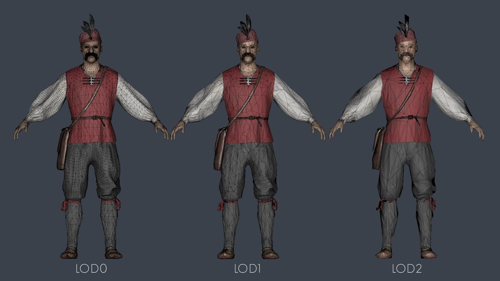 Medieval European Pirate Warriors Low-poly 3D model_20