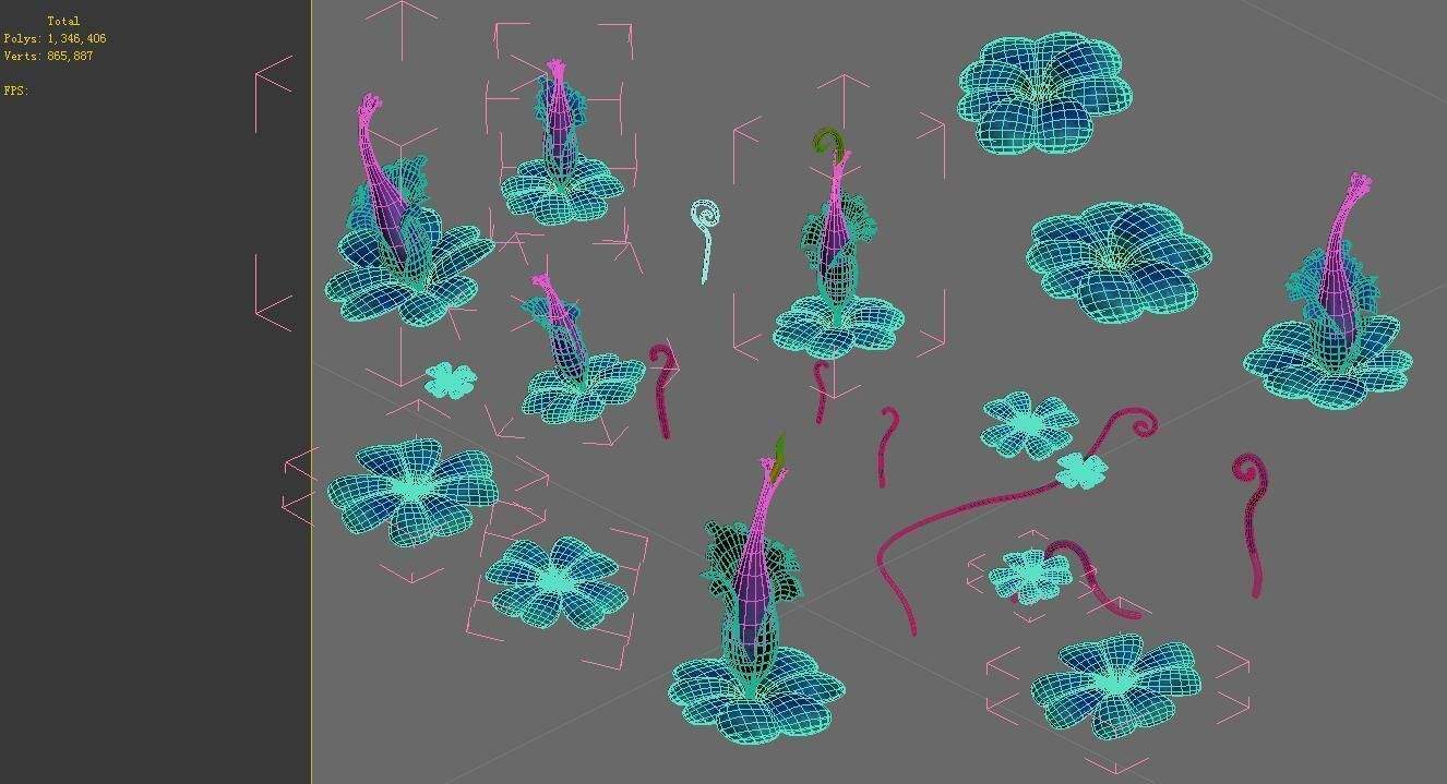 Game model - exotic flowers 6 3D model_2