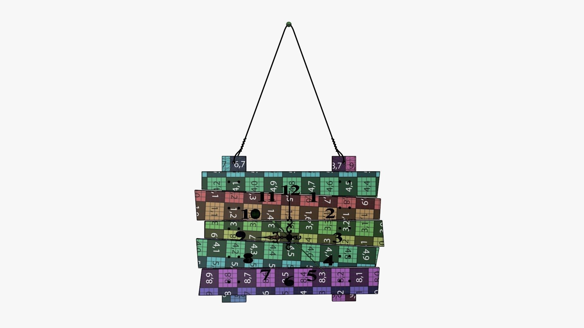 Wooden wall clock modern 3D model_10