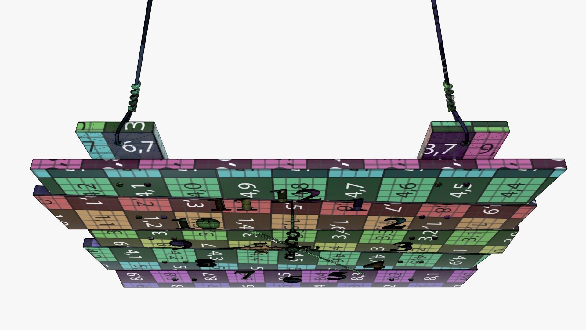 Wooden wall clock modern 3D model_13