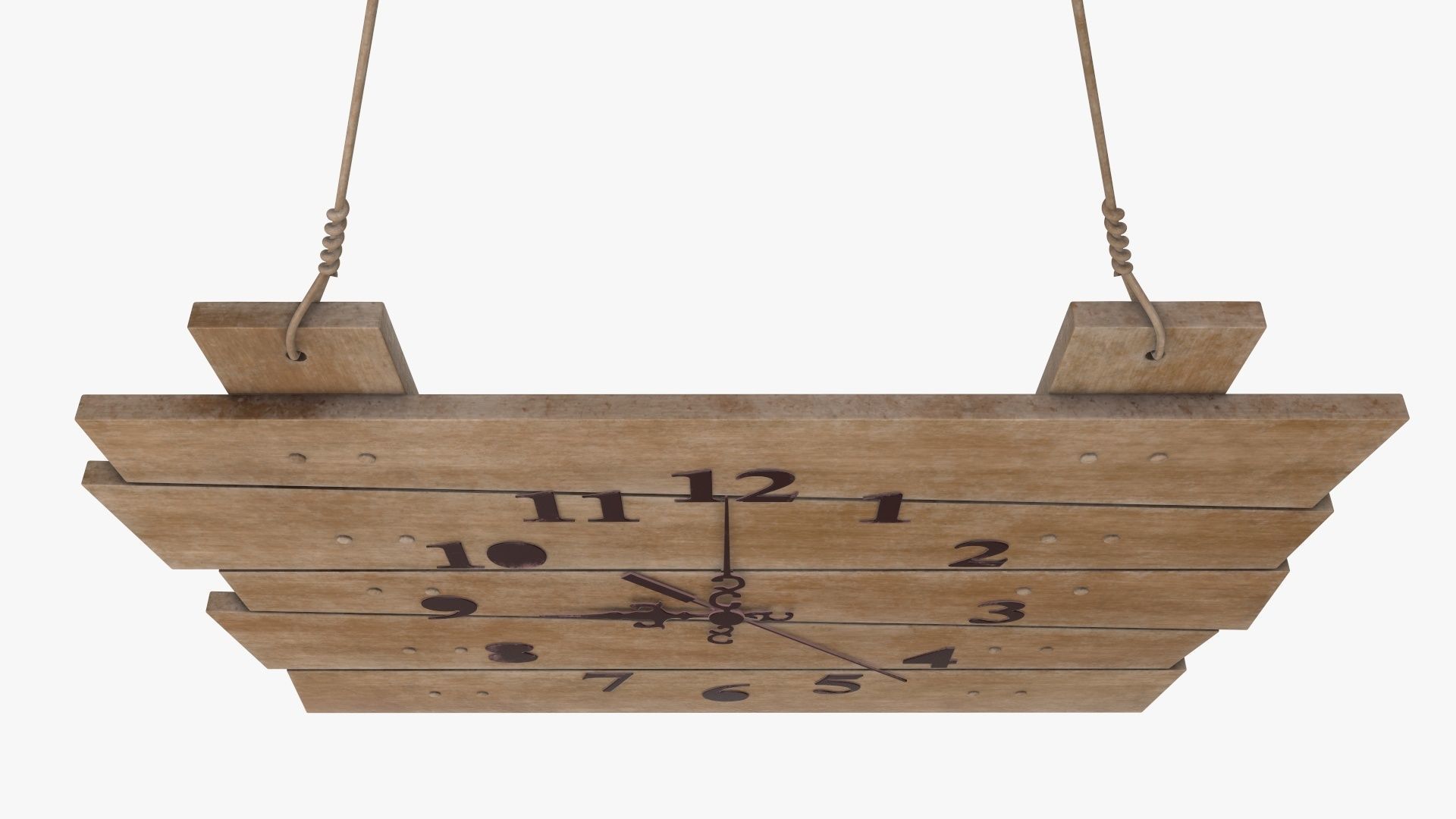 Wooden wall clock modern 3D model_3