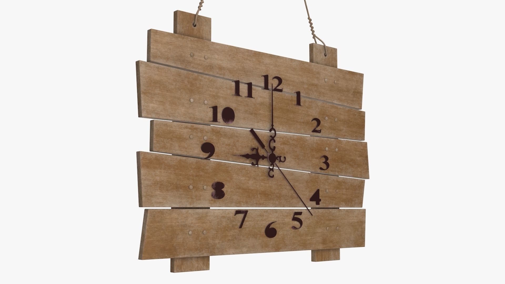 Wooden wall clock modern 3D model_1