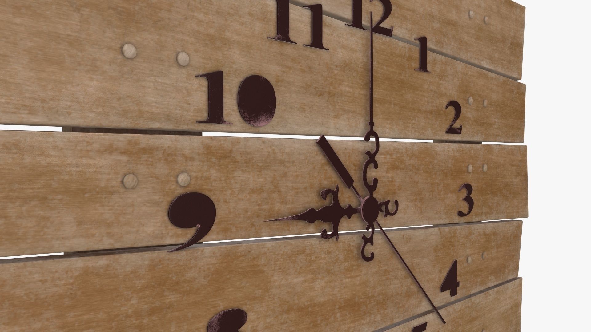 Wooden wall clock modern 3D model_4