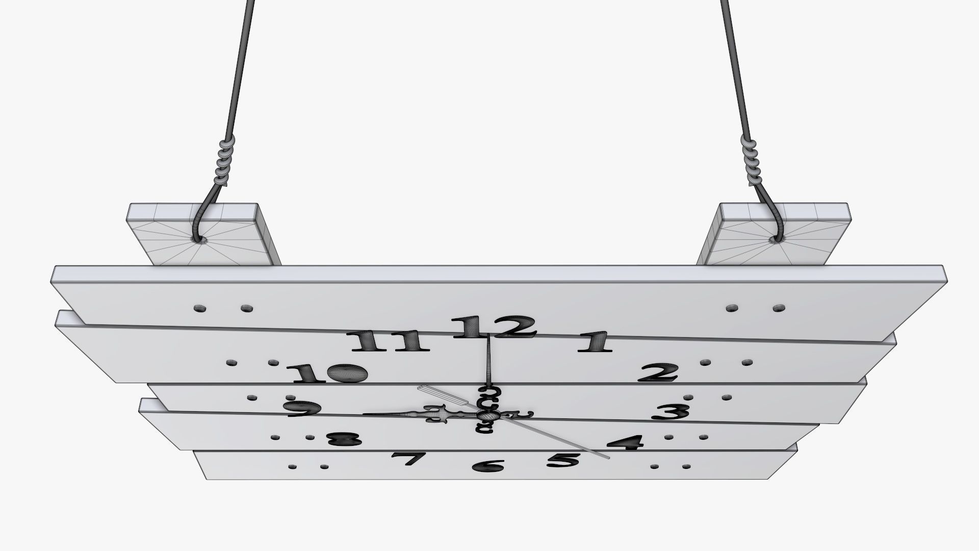 Wooden wall clock modern 3D model_8