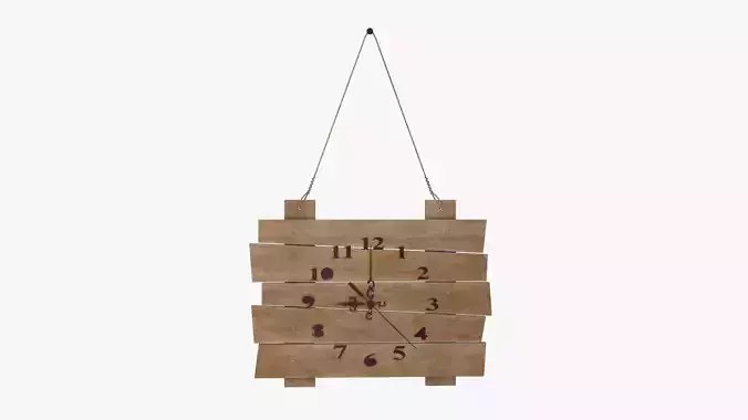 Wooden wall clock modern 3D model