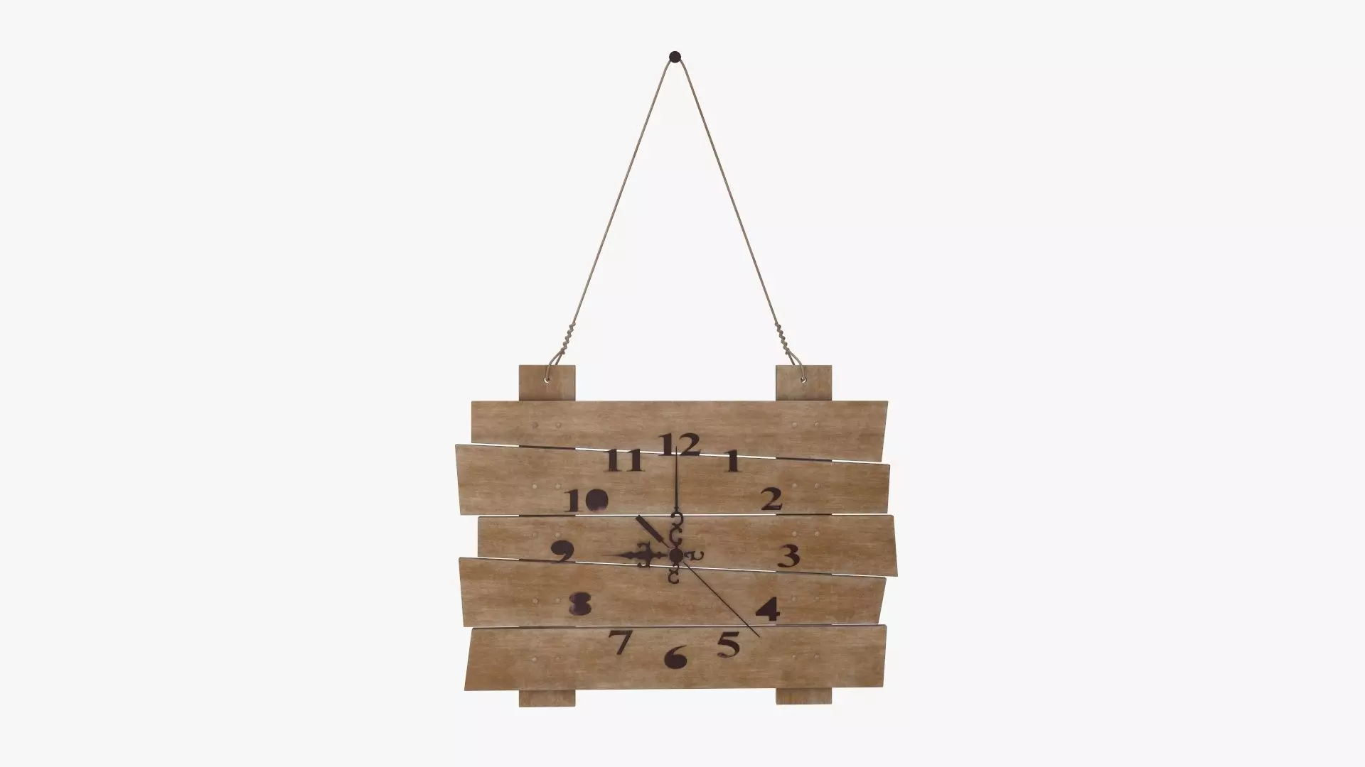 Wooden wall clock modern 3D model_0