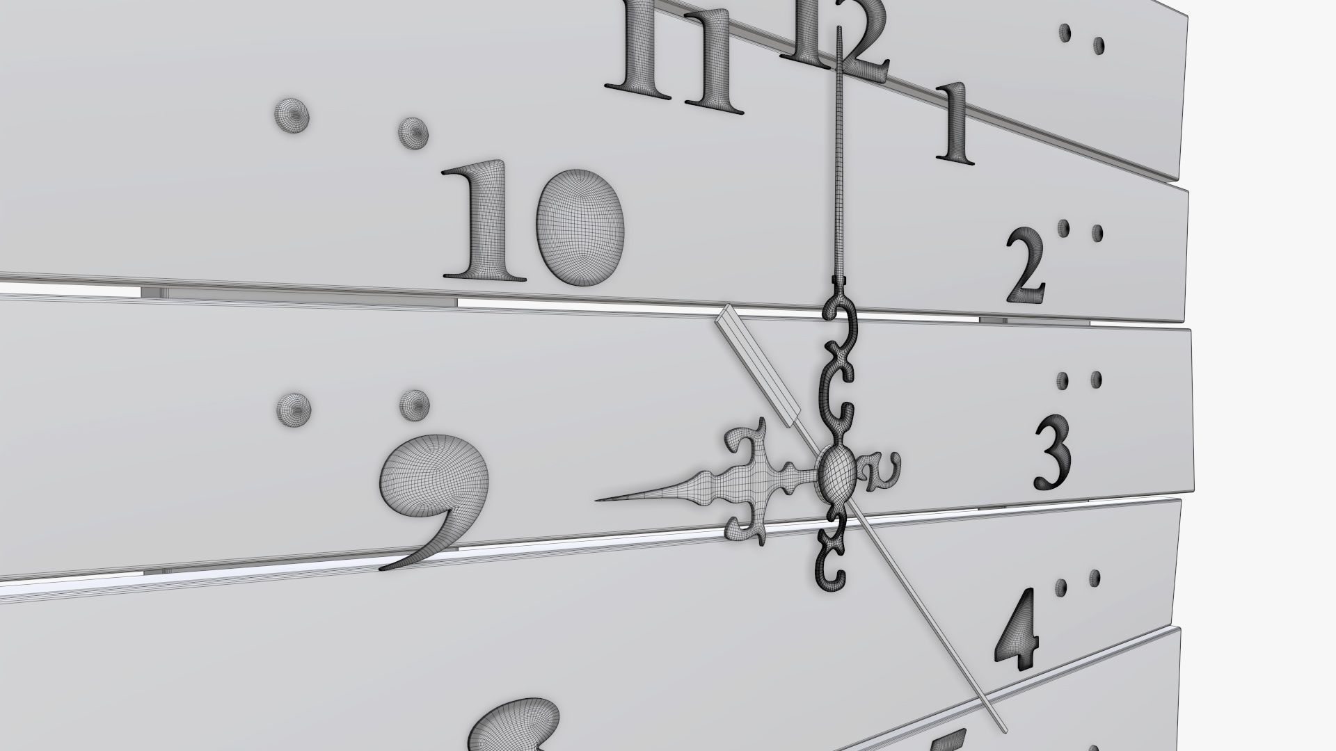 Wooden wall clock modern 3D model_9