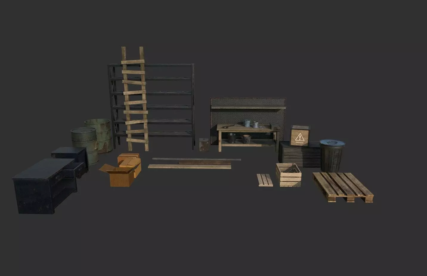 Barn Objects Low-poly 3D model_0