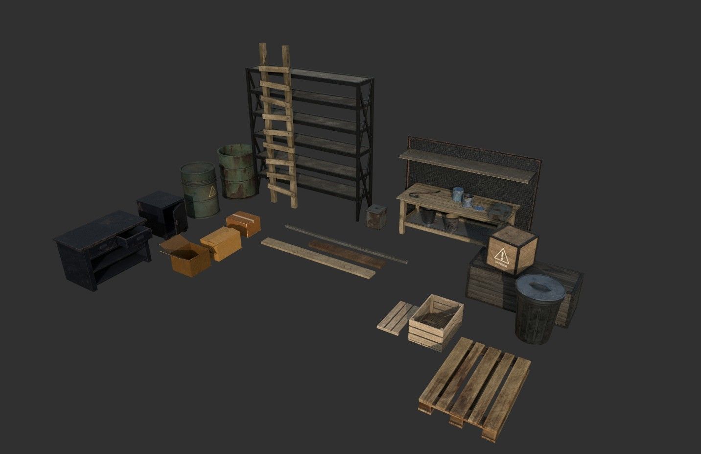 Barn Objects Low-poly 3D model_1