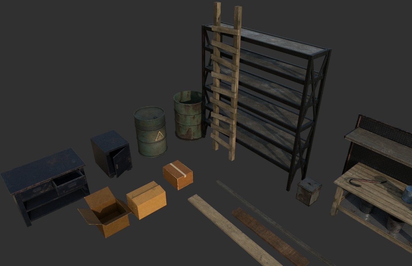 Barn Objects Low-poly 3D model_10
