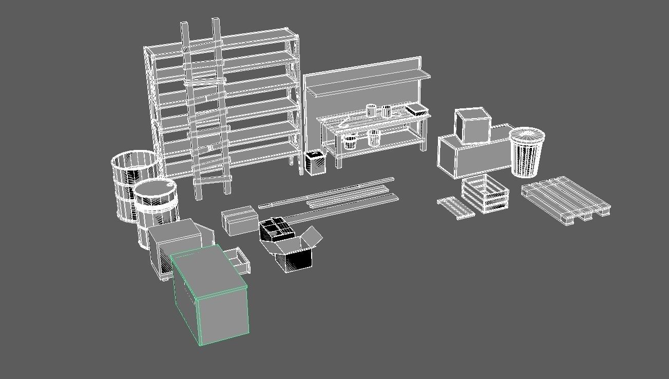 Barn Objects Low-poly 3D model_11