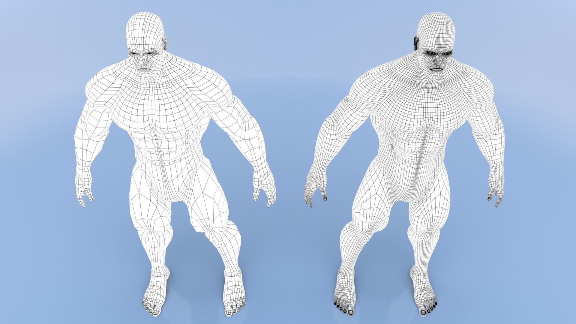 Male Base Mesh Low-poly 3D model_9