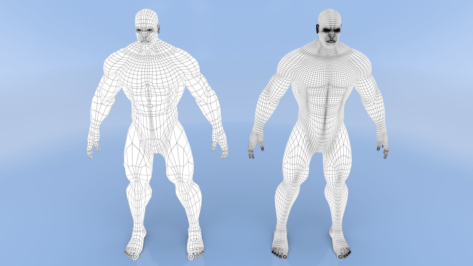 Male Base Mesh Low-poly 3D model_7