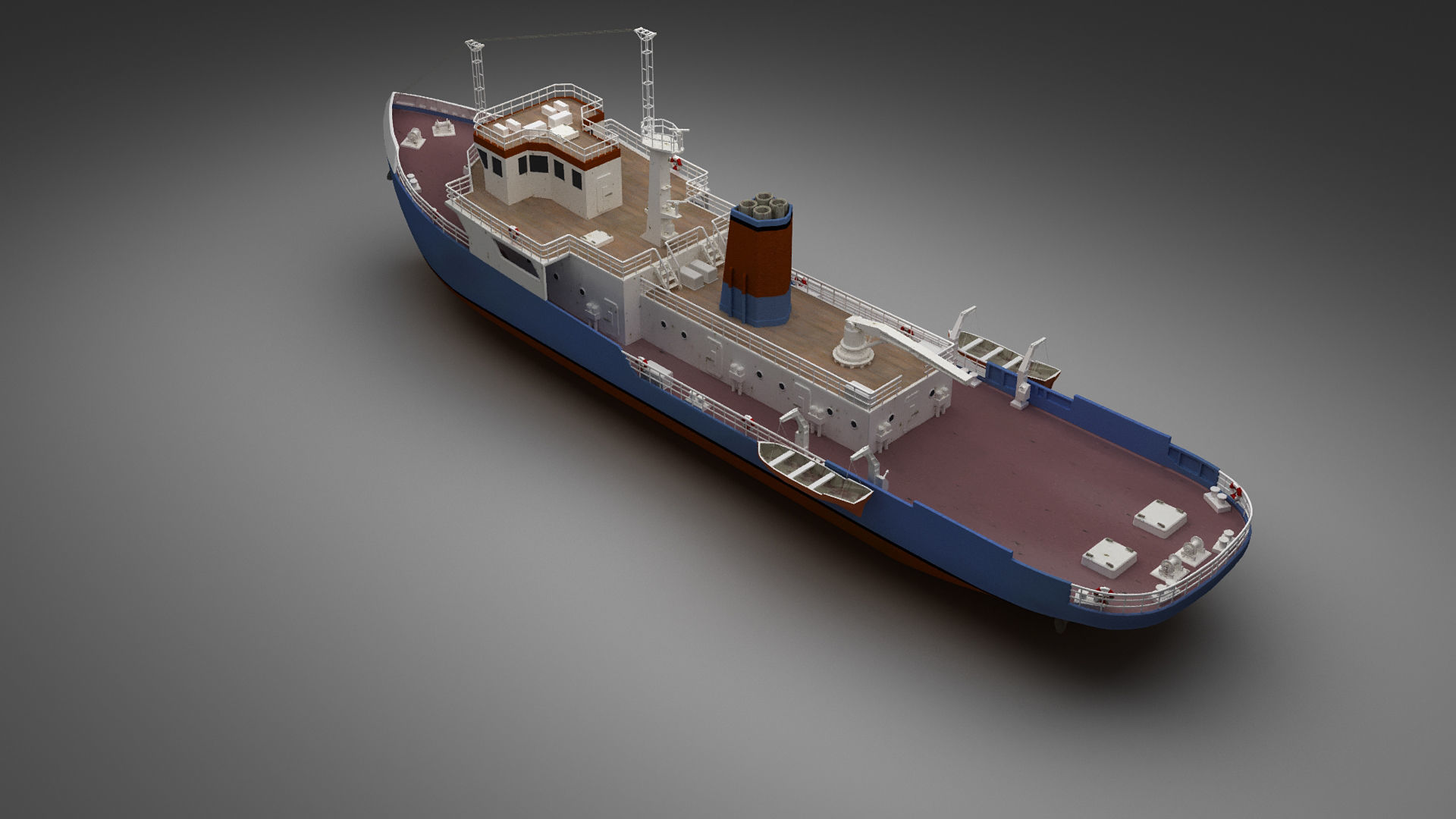 Support ship Low-poly 3D model_17