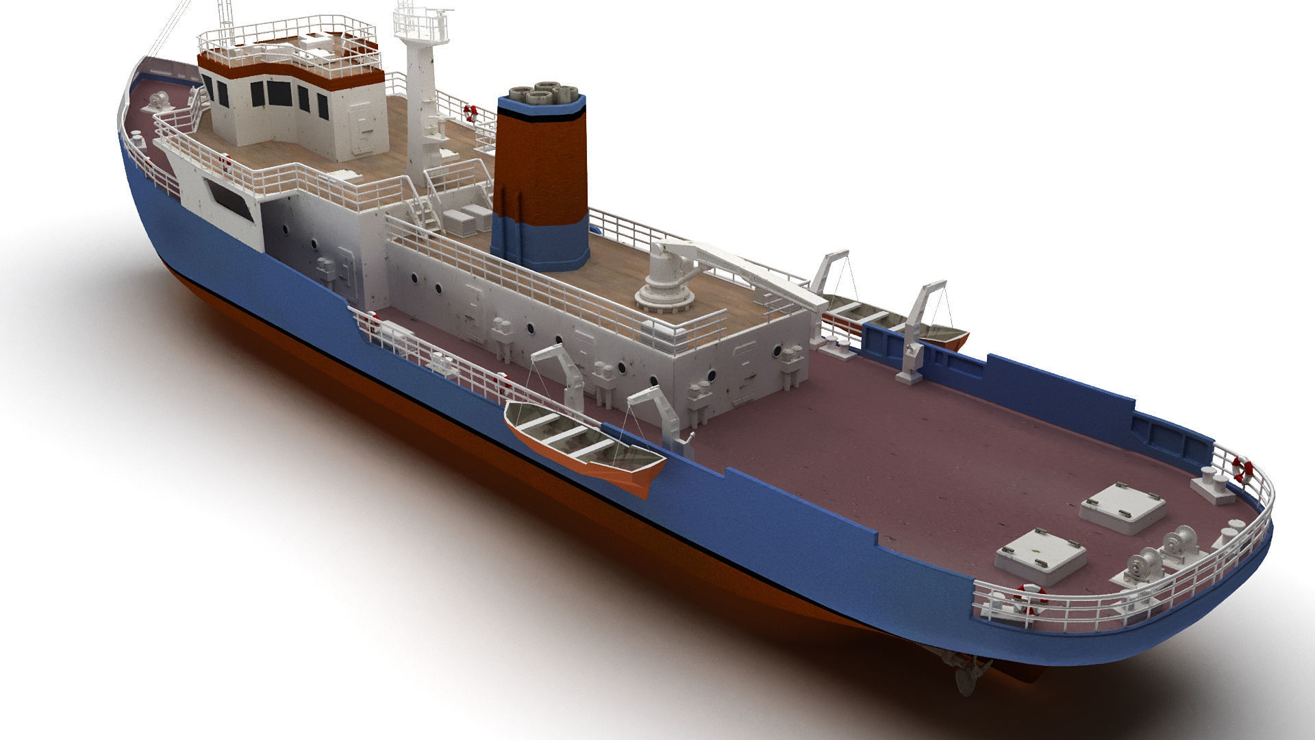 Support ship Low-poly 3D model_3