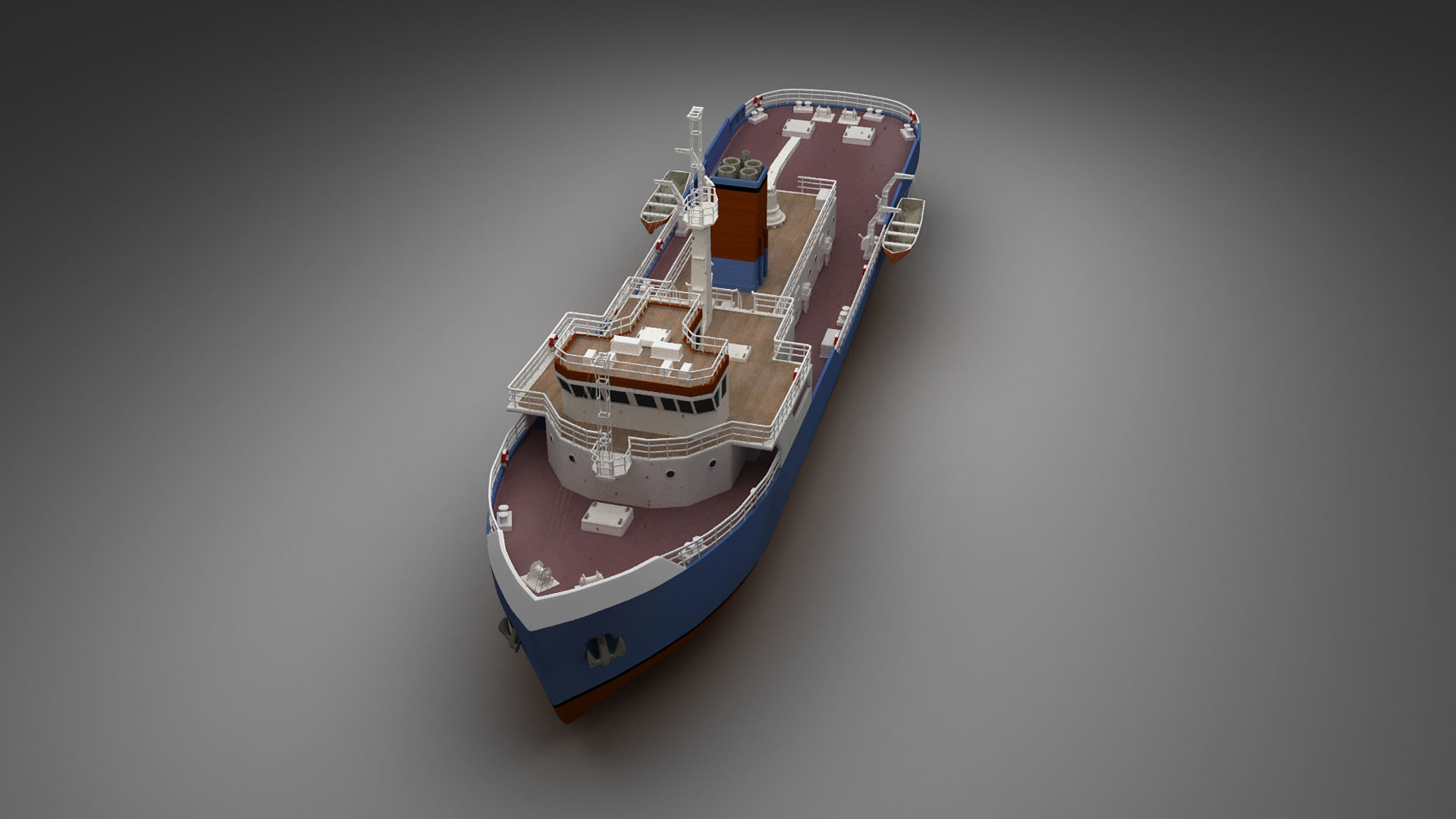 Support ship Low-poly 3D model_9