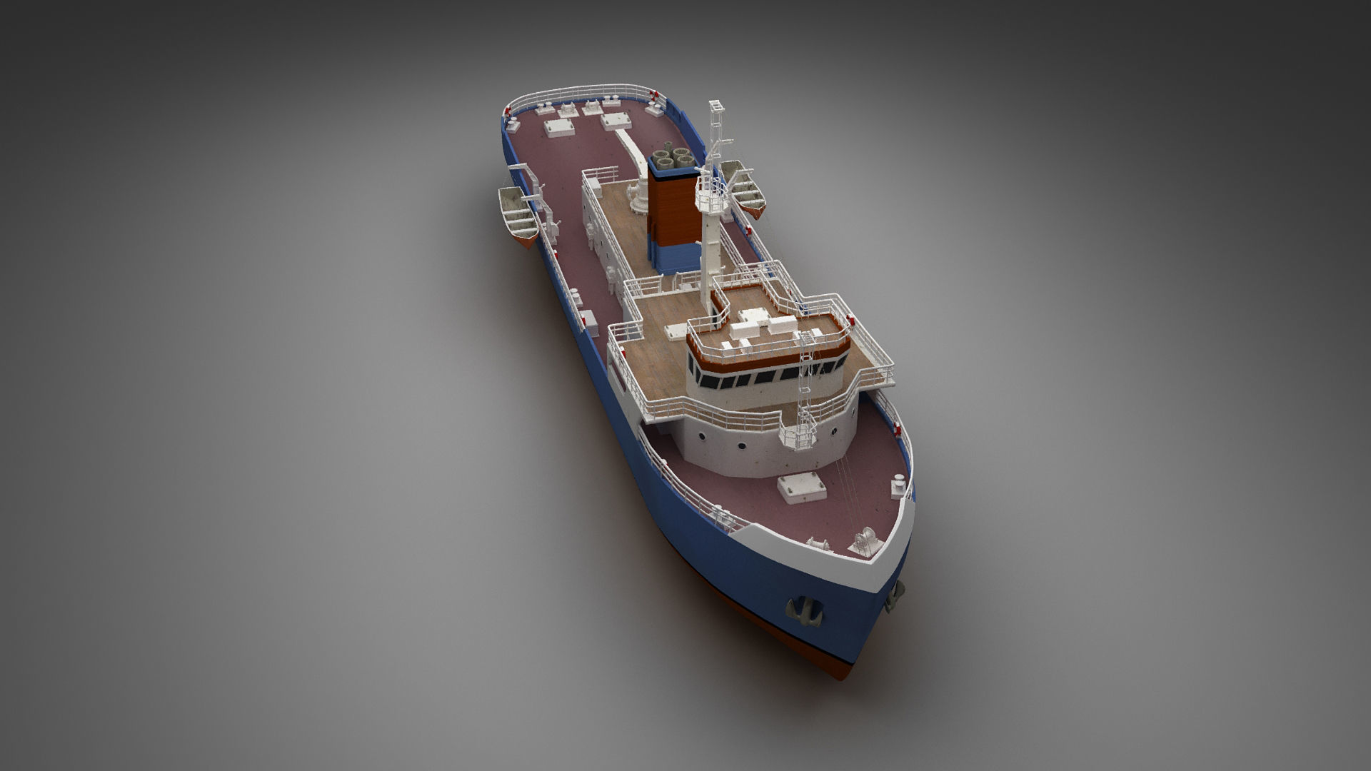 Support ship Low-poly 3D model_10