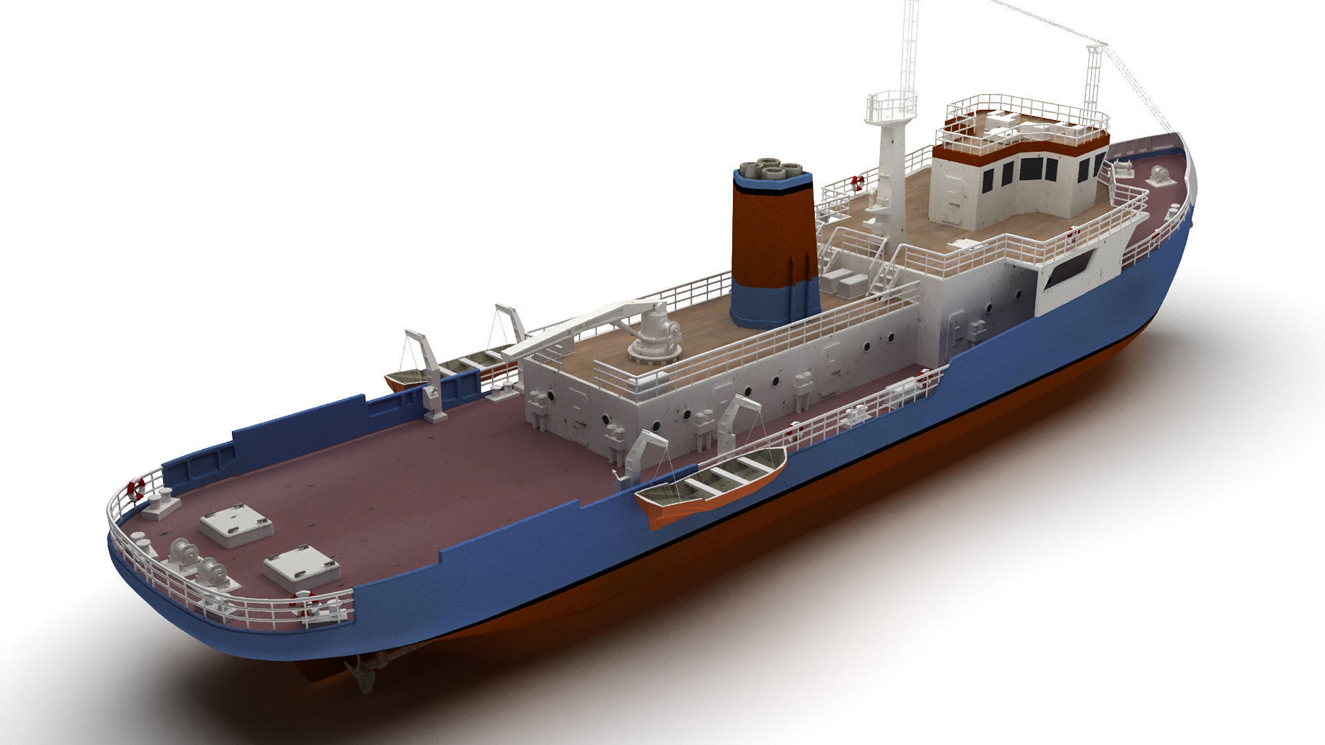 Support ship Low-poly 3D model_5