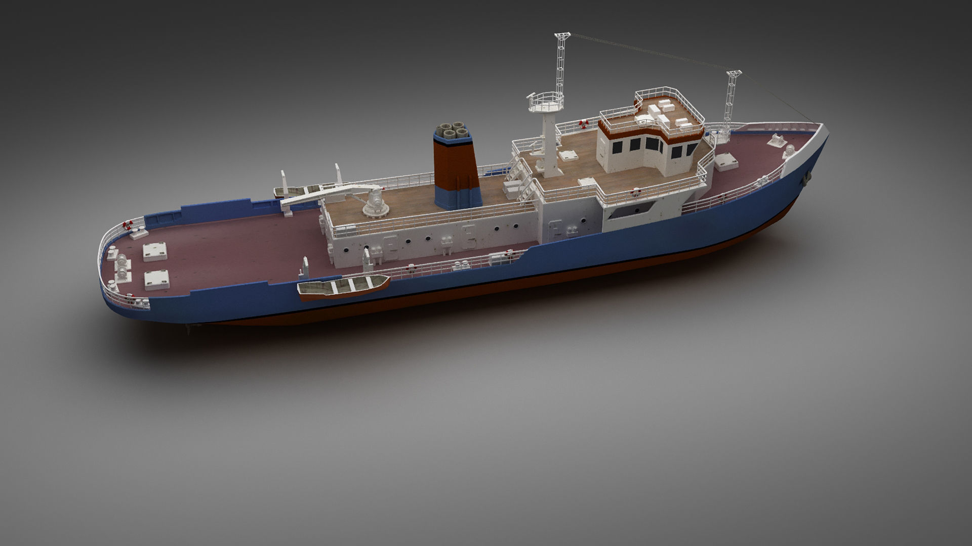 Support ship Low-poly 3D model_13