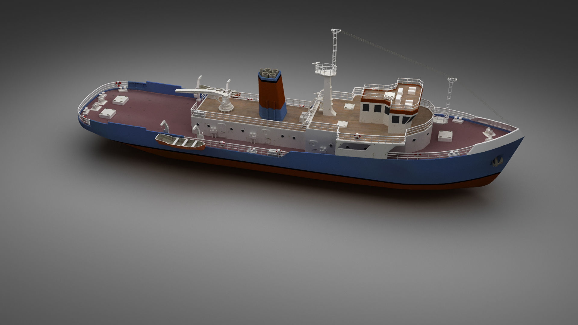 Support ship Low-poly 3D model_12