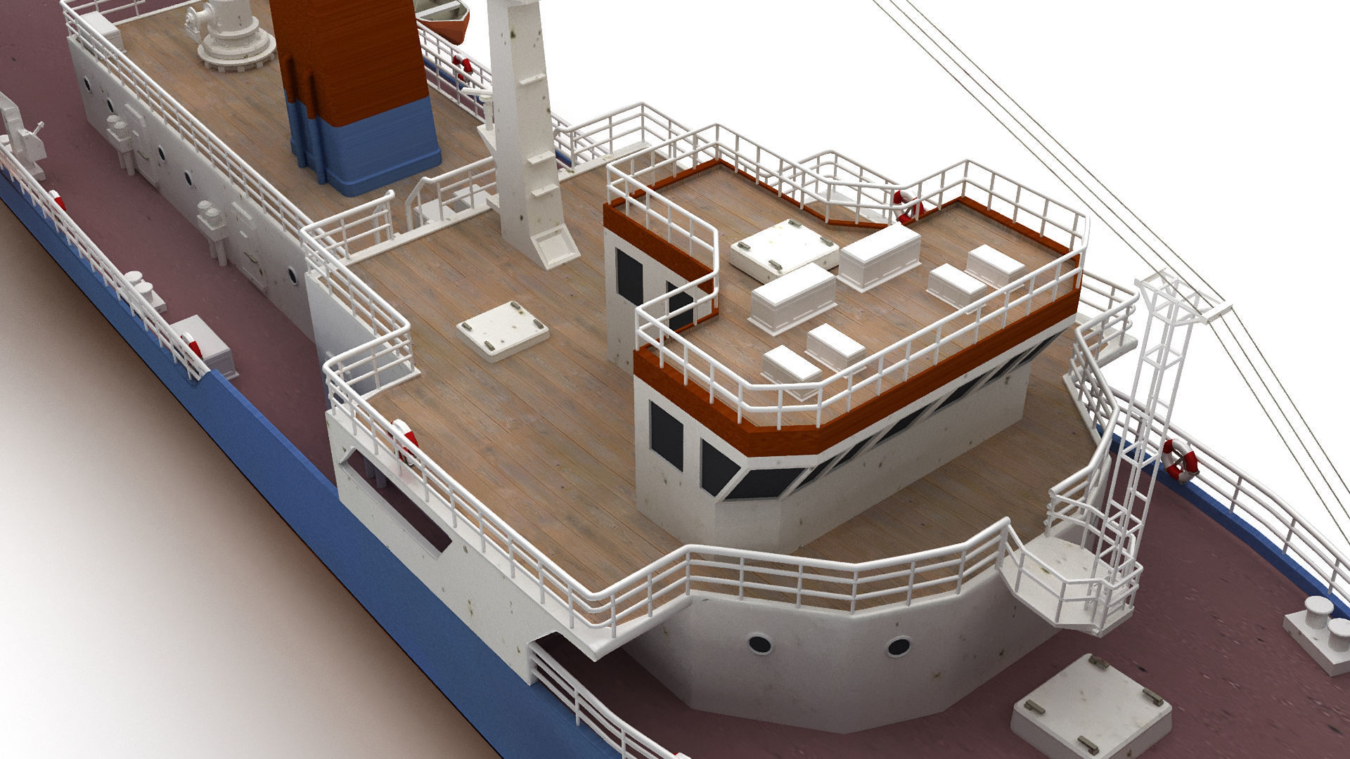 Support ship Low-poly 3D model_4