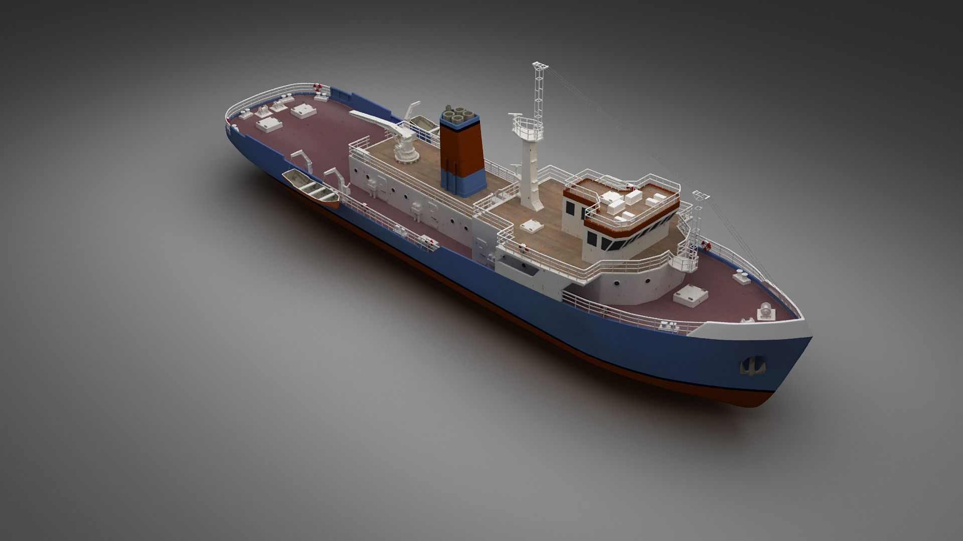 Support ship Low-poly 3D model_11