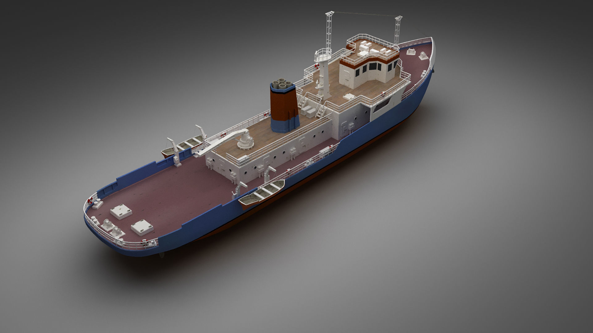 Support ship Low-poly 3D model_14