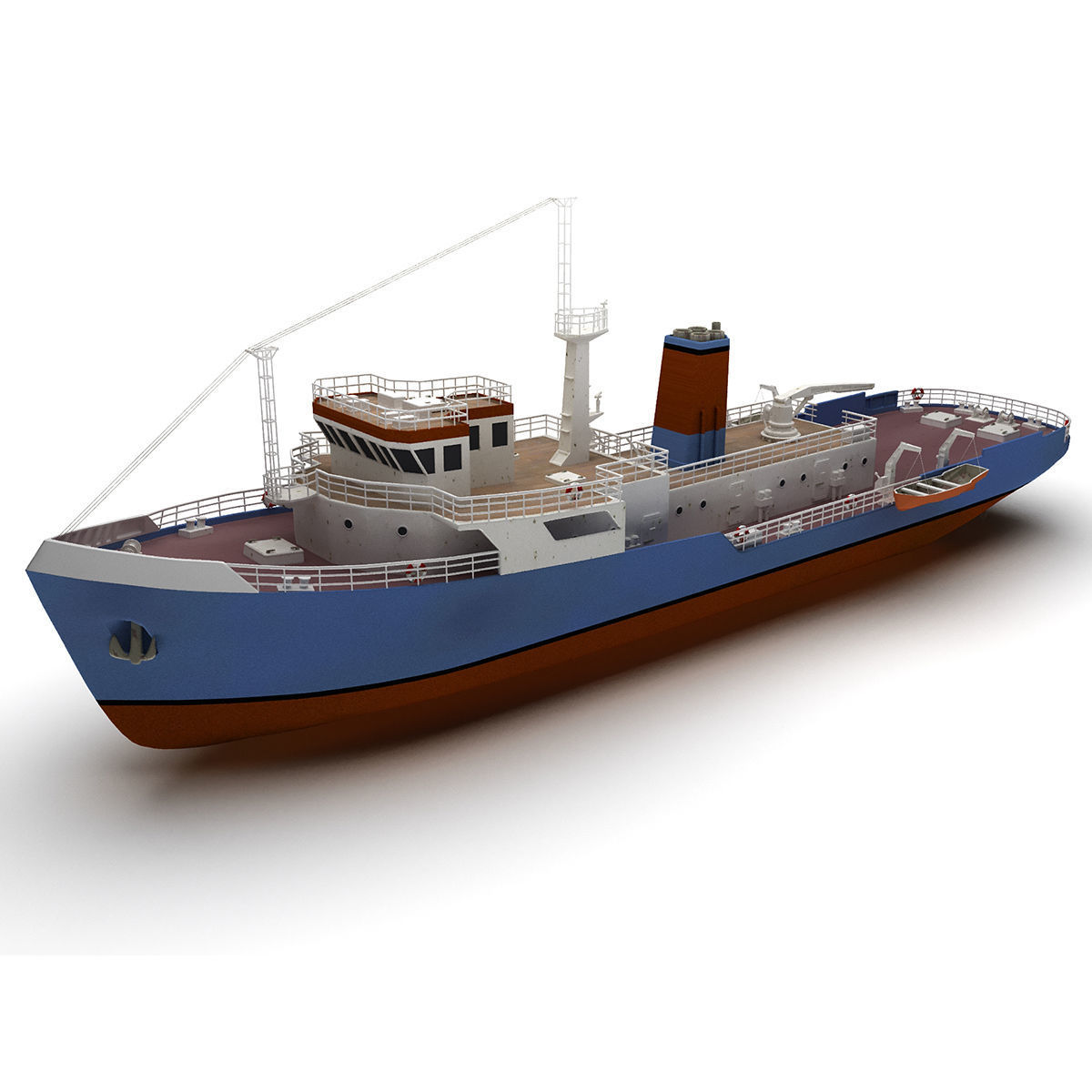 Support ship Low-poly 3D model_2