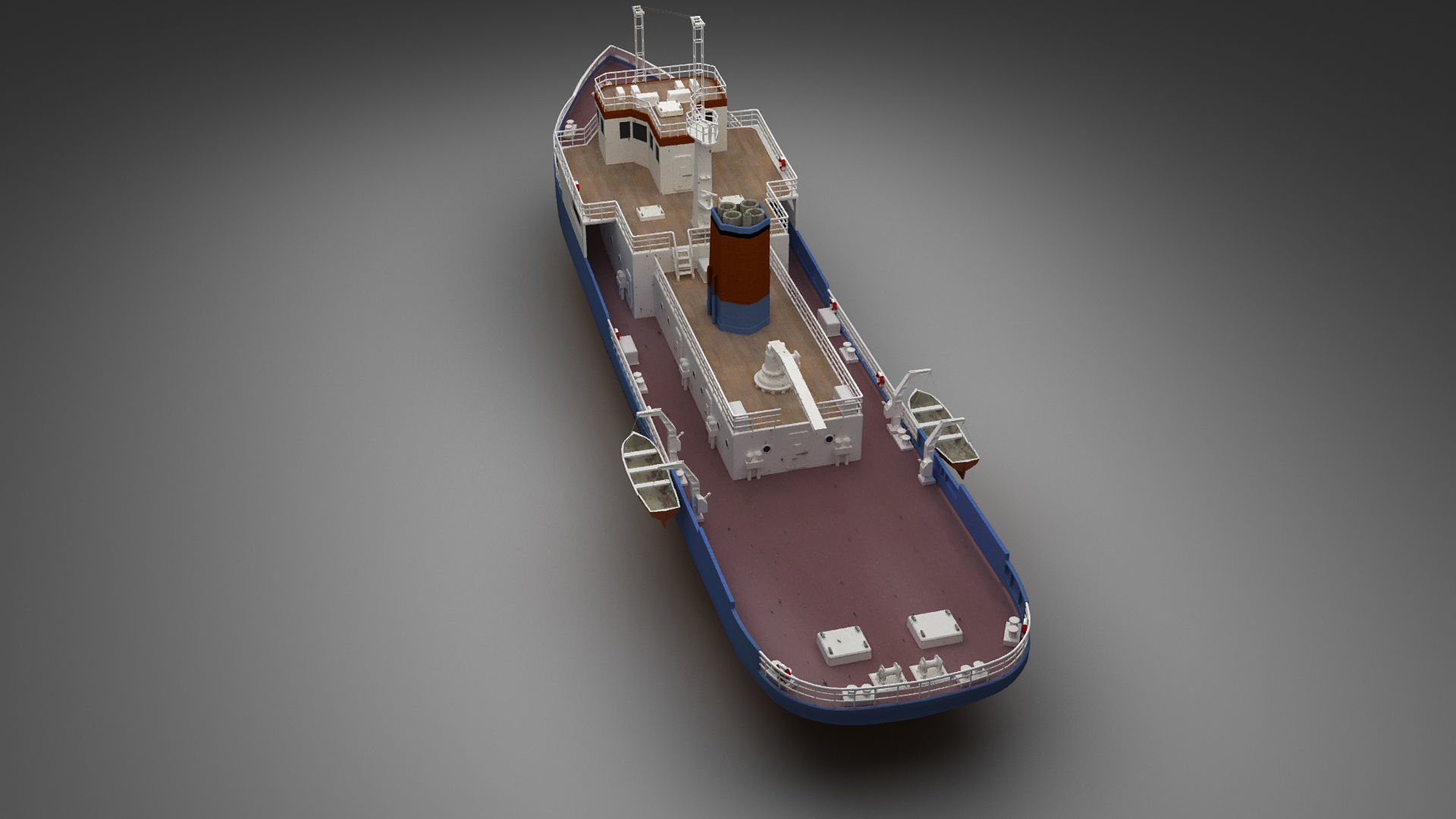 Support ship Low-poly 3D model_16