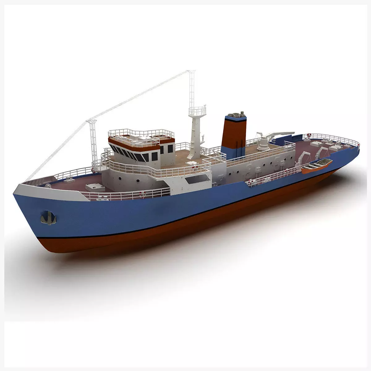 Support ship Low-poly 3D model_0