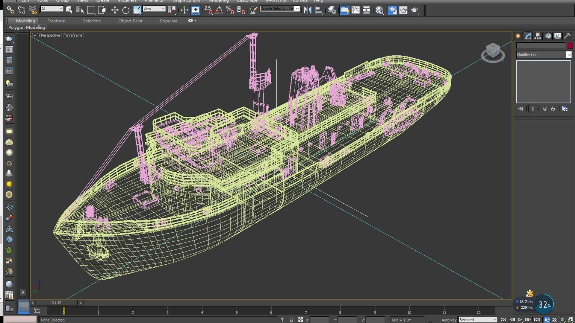Support ship Low-poly 3D model_7
