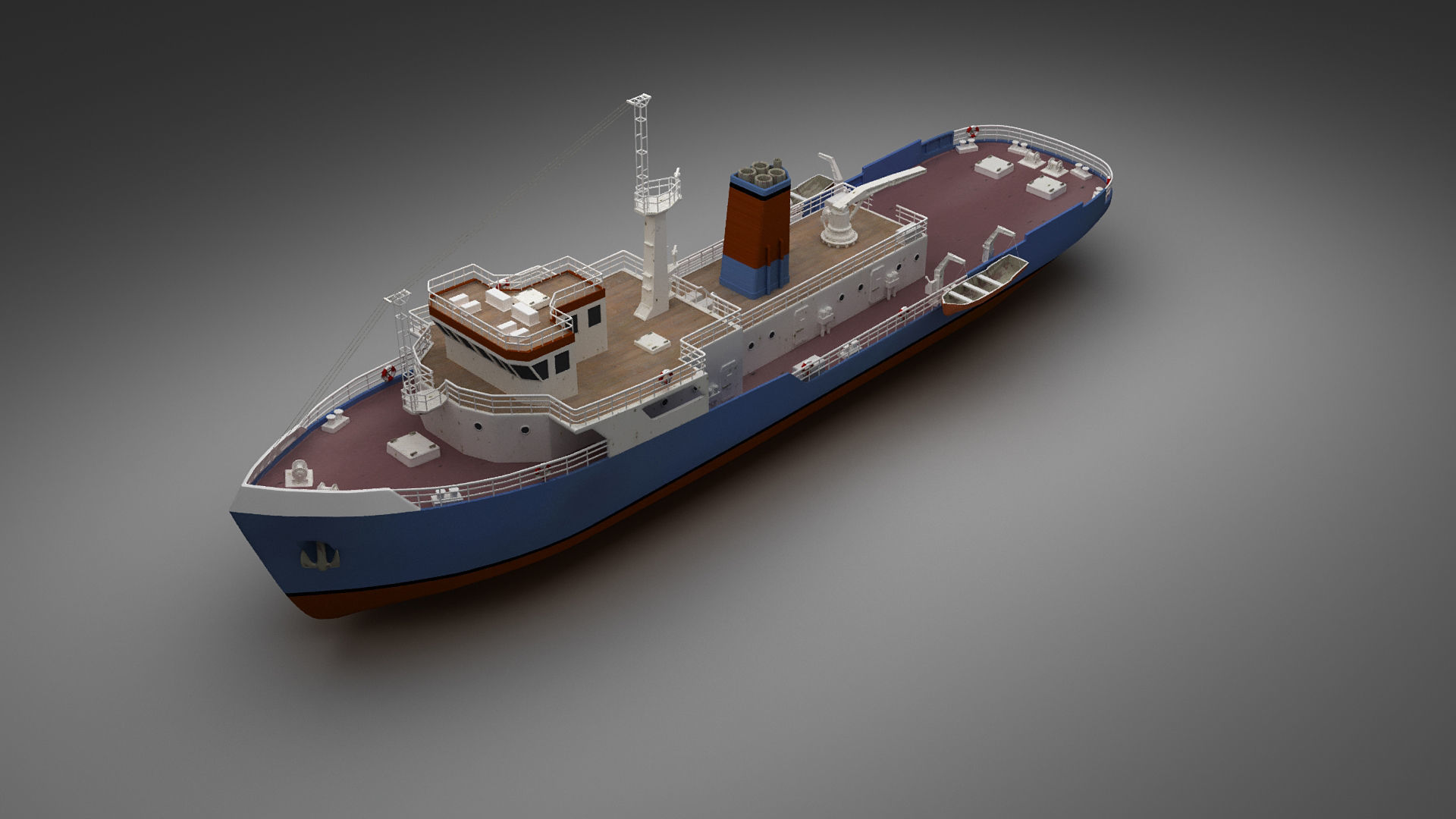 Support ship Low-poly 3D model_8