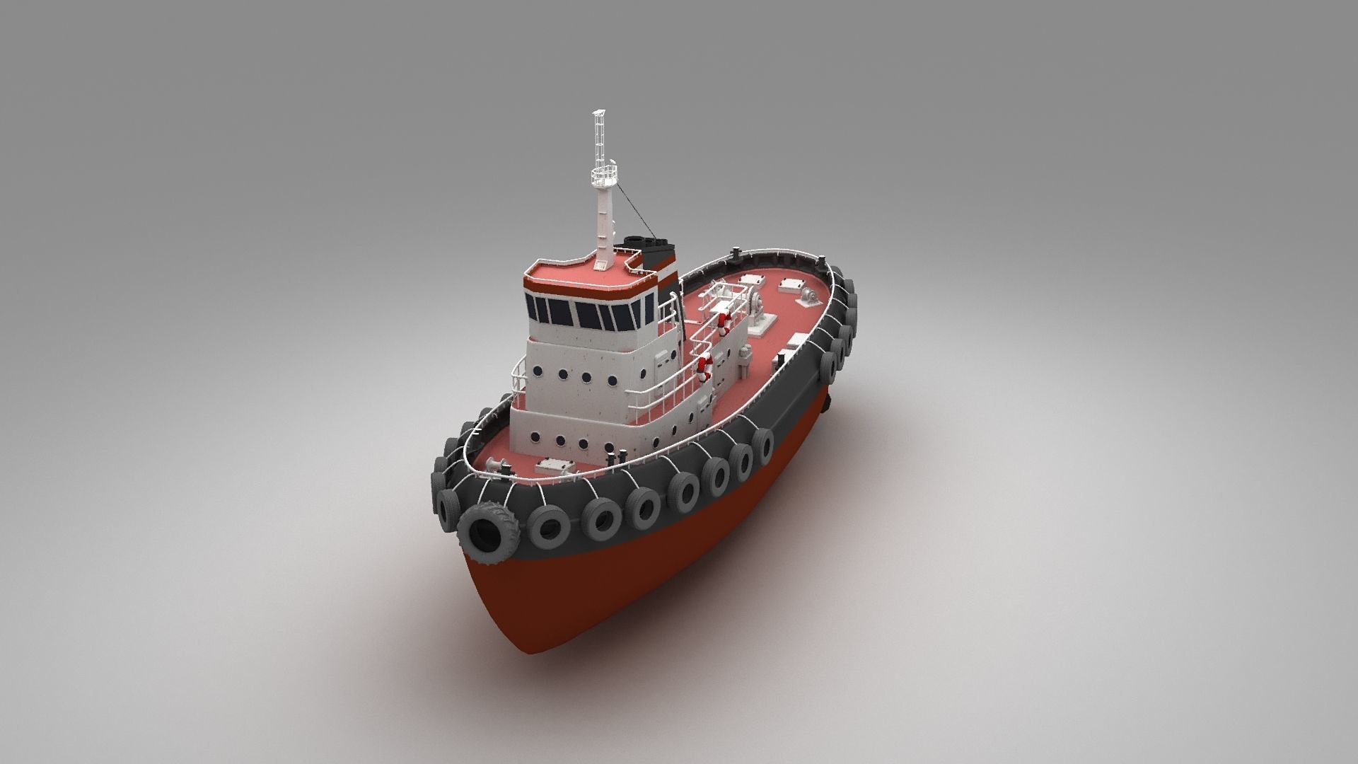 Towboat Tugboat  Low-poly 3D model_8