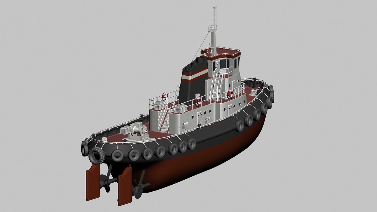 Towboat Tugboat  Low-poly 3D model_21