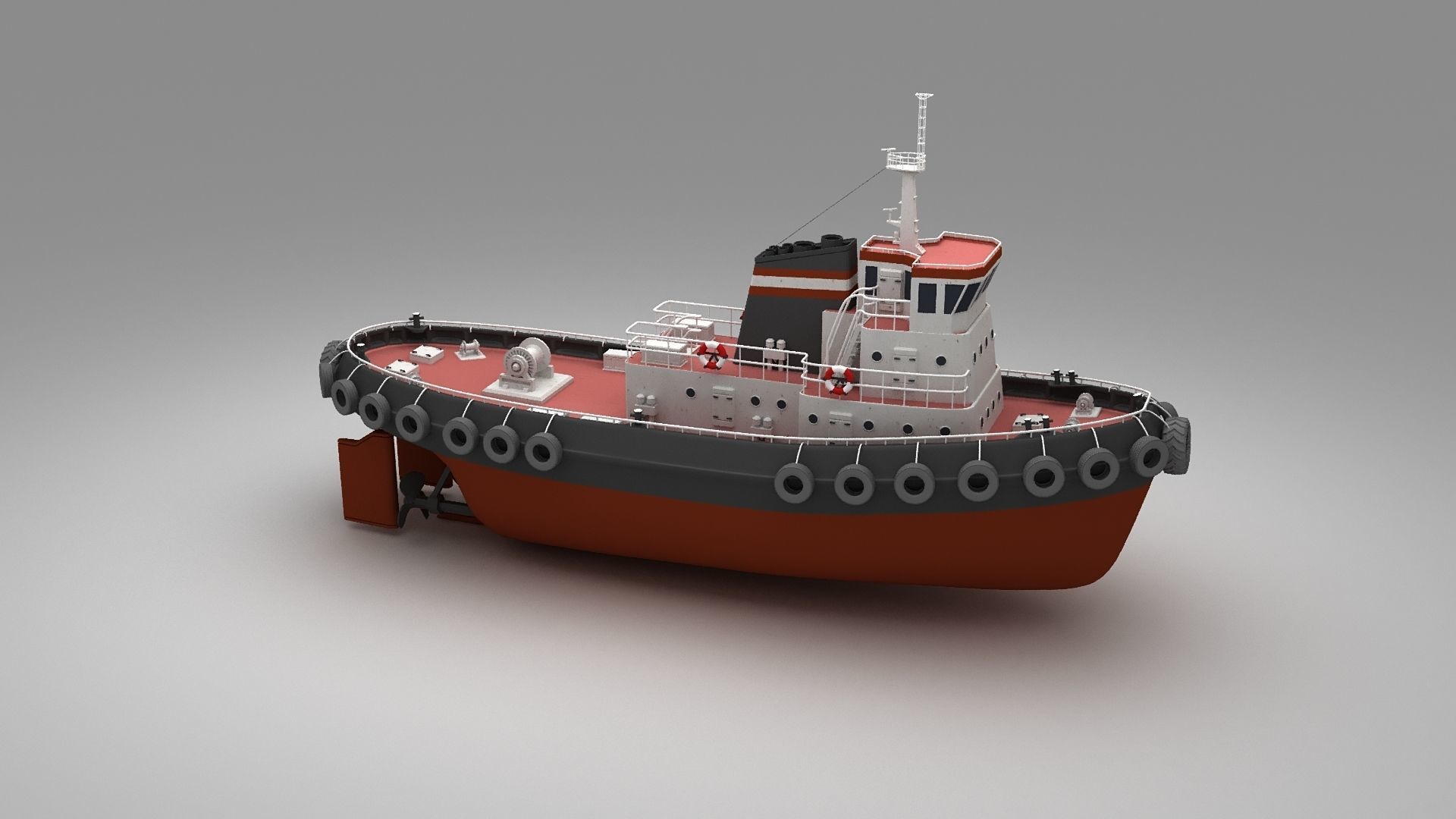 Towboat Tugboat  Low-poly 3D model_11