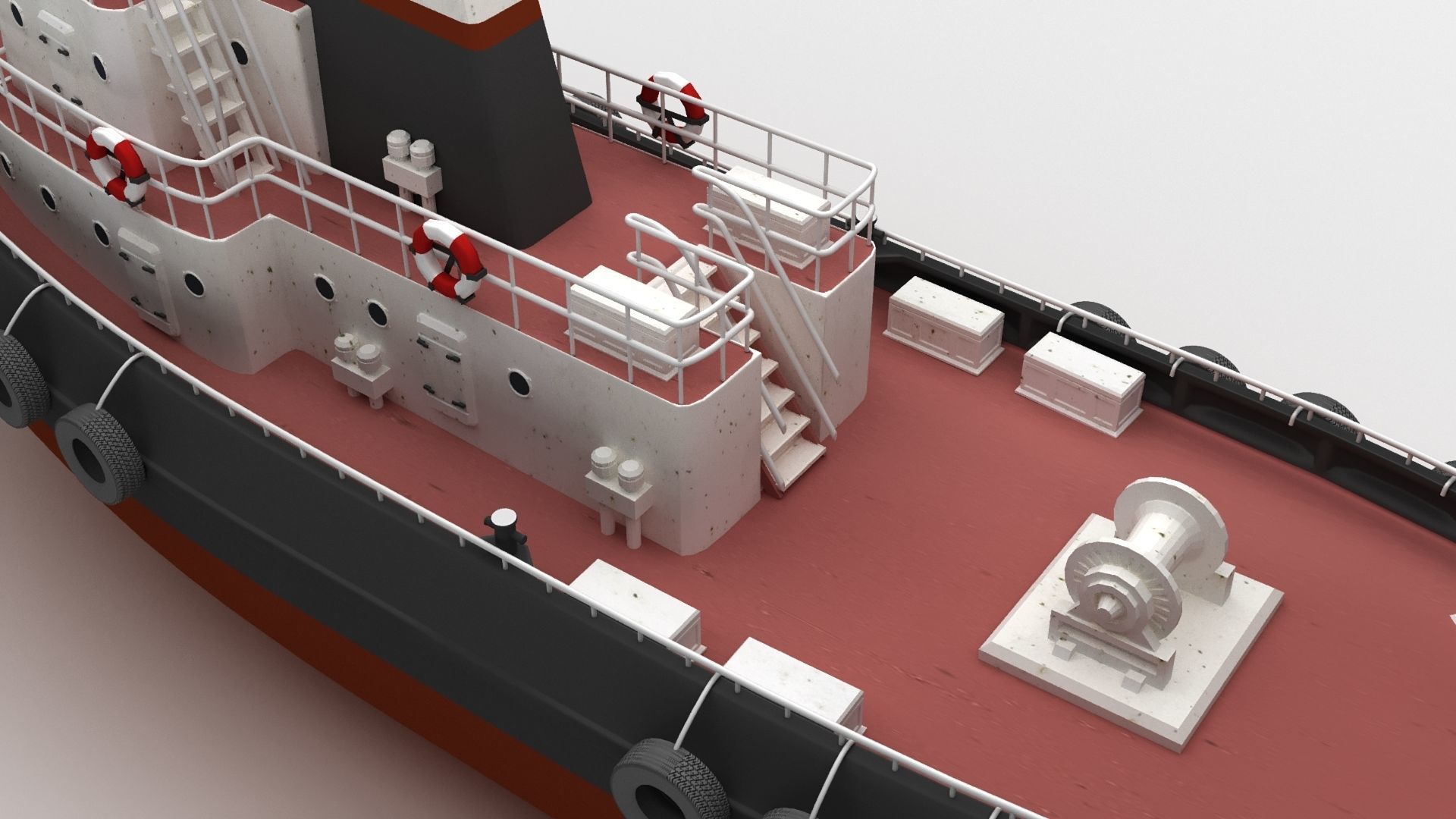 Towboat Tugboat  Low-poly 3D model_2