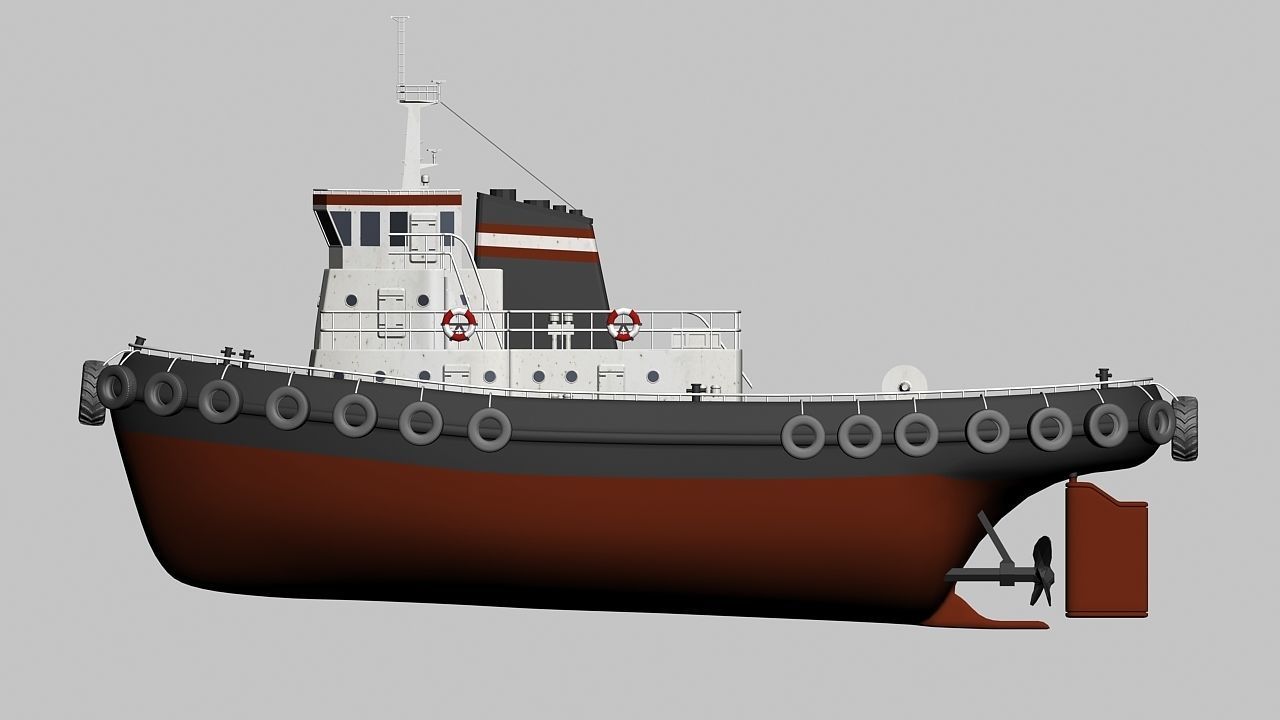 Towboat Tugboat  Low-poly 3D model_20