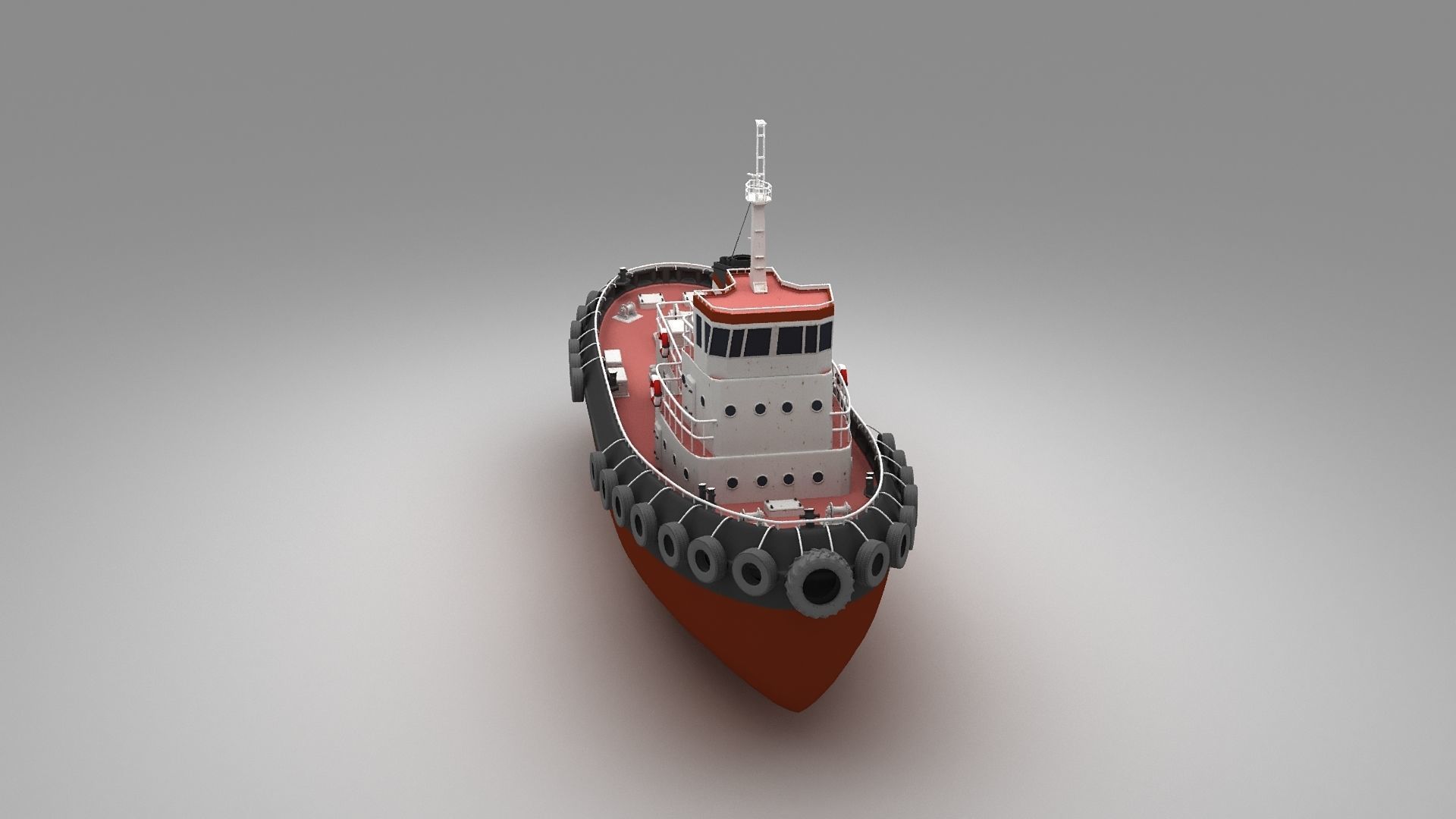 Towboat Tugboat  Low-poly 3D model_9