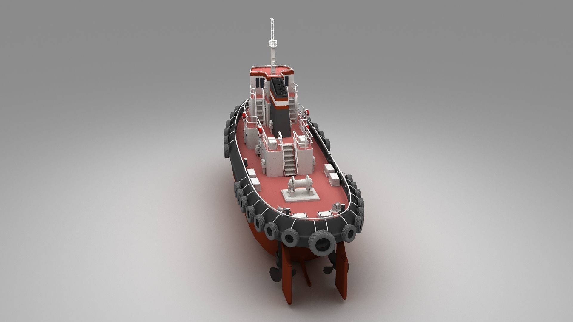 Towboat Tugboat  Low-poly 3D model_15